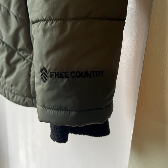Free Country Puffer Green Dual Zip Partial Fleece Lined Women’s S - Picture 4 of 16